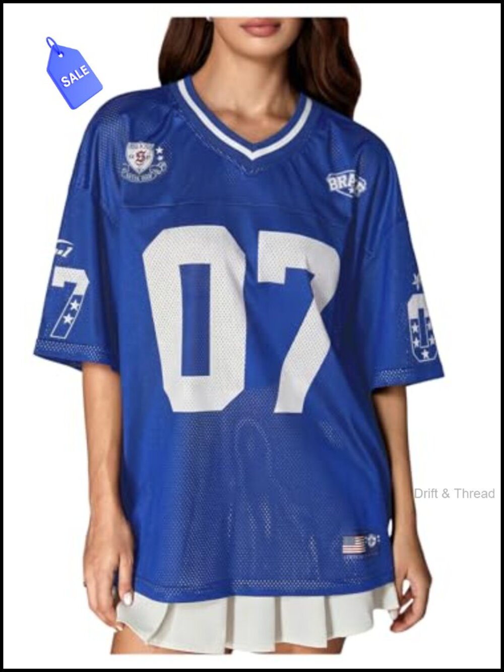 Oversized Y2k Graphic Jersey Tee V-Neck Half Sleeve Women's Top
